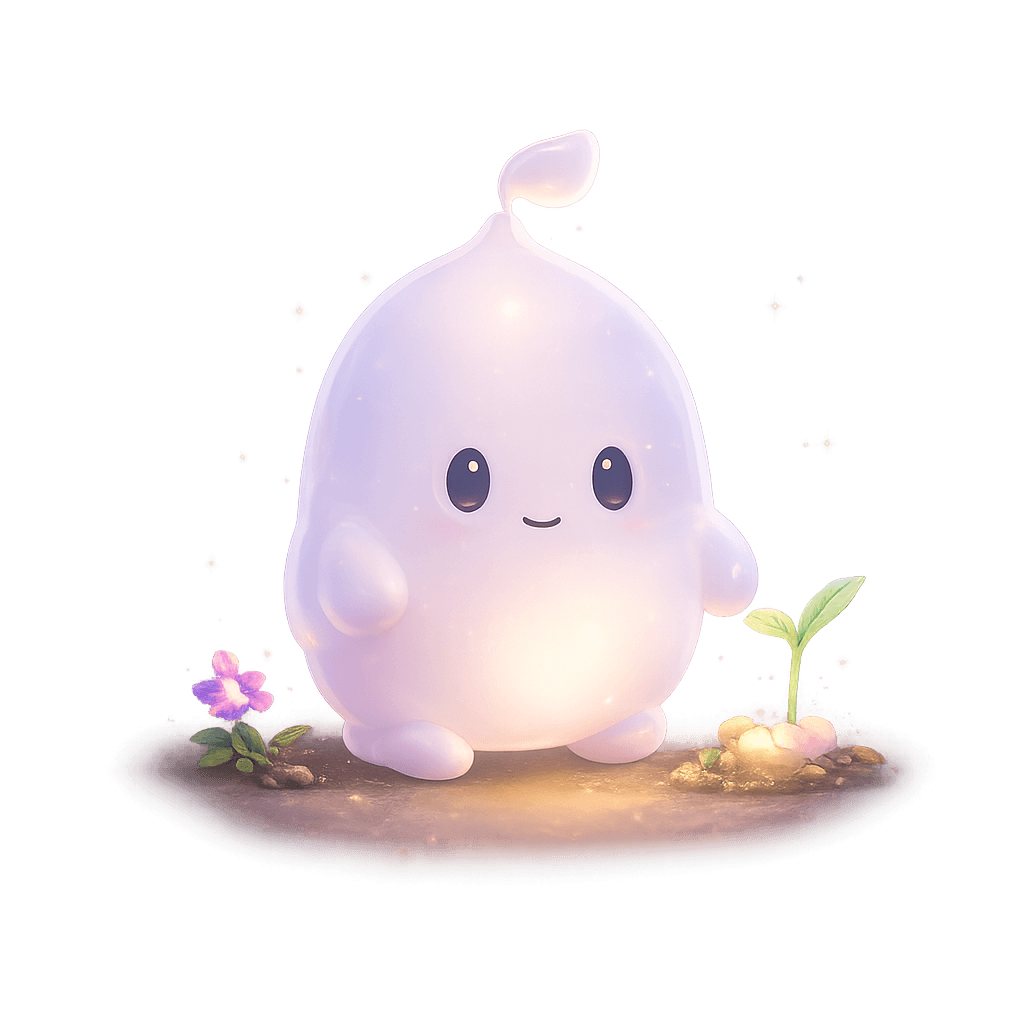 Lumo beside a small growing seed
